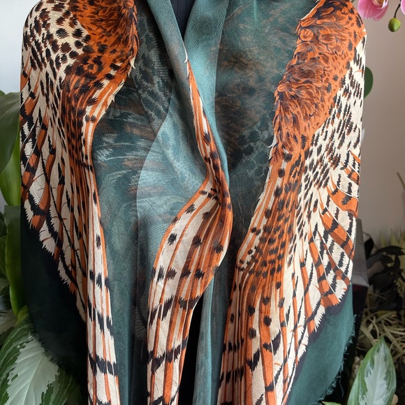 Valentino Owl Graphic Silk Shawl Scarf. - Picture 6 of 16